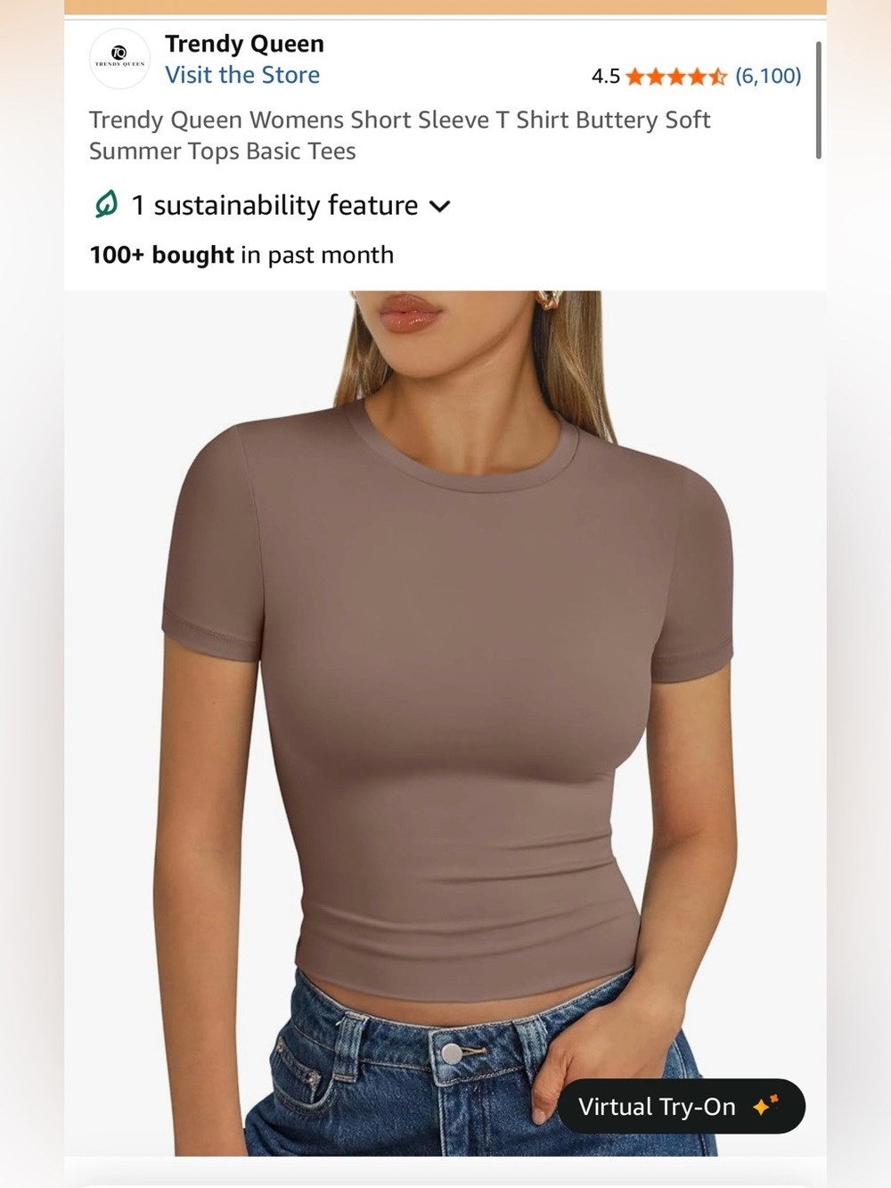 Trendy Queen Short Sleeve Crewneck Top in Taupe
